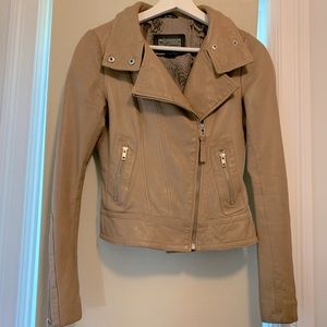 Mackage tan leather moto jacket for Aritzia
